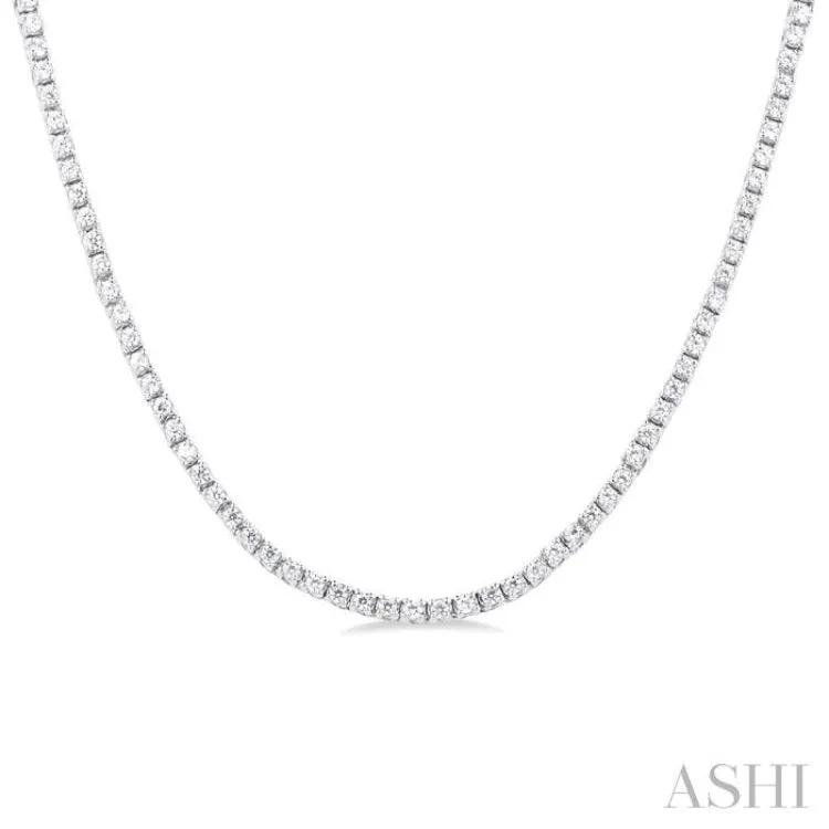 1 Ctw Round Cut Diamond Halfway Tennis Necklace in 14K White Gold