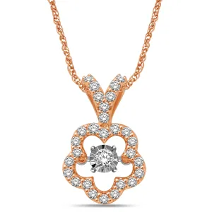 10K Rose Gold 1/3 Ctw Flower Shape Moving Diamond Pendant