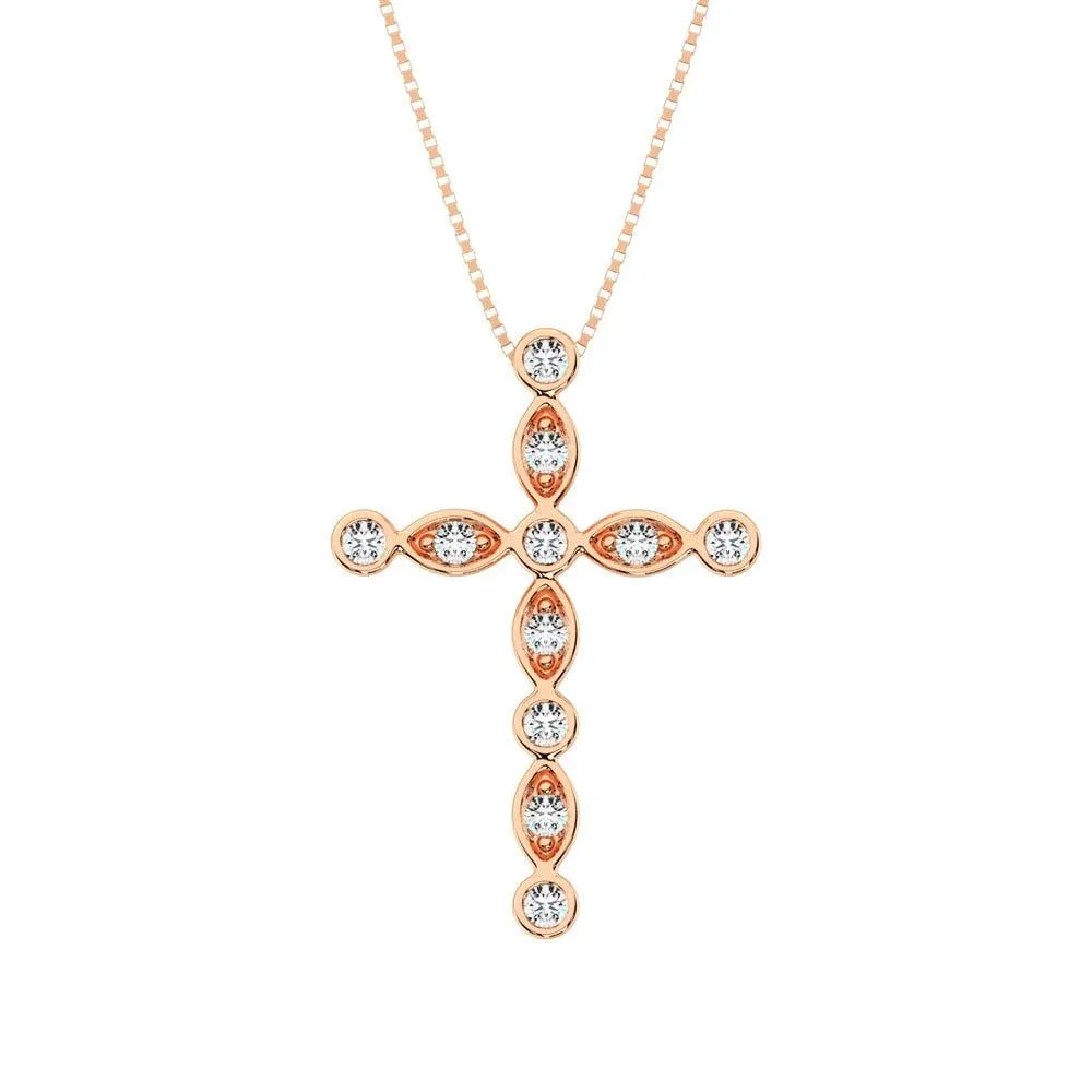 10K Rose Gold 1/6 Ct.Tw. Diamond Cross Pendant