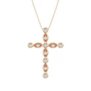 10K Rose Gold 1/6 Ct.Tw. Diamond Cross Pendant