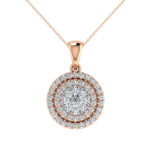 10K Rose Gold 3/4 Ct.Tw. Diamond Cluster Round Shape Pendant