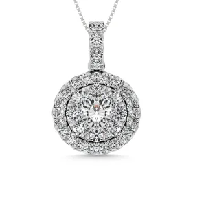 14K White Gold 1 1/2 Ctw Diamond Fashion Pendant