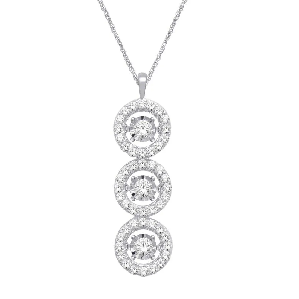 14K White Gold 1 2/5 Ct.Tw. Moving Diamond Pendant