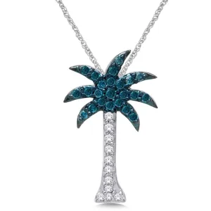 14K White Gold 1/5 Ct.Tw. Diamond Palm Tree Pendant