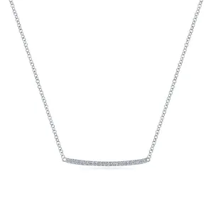 14K White Gold Curved Pavé Diamond Bar Necklace - NK5986W45JJ