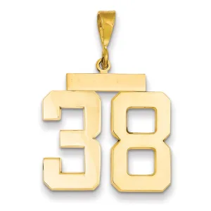 14k Yellow Gold Polished Finish Large Size Number 38 Charm Pendant