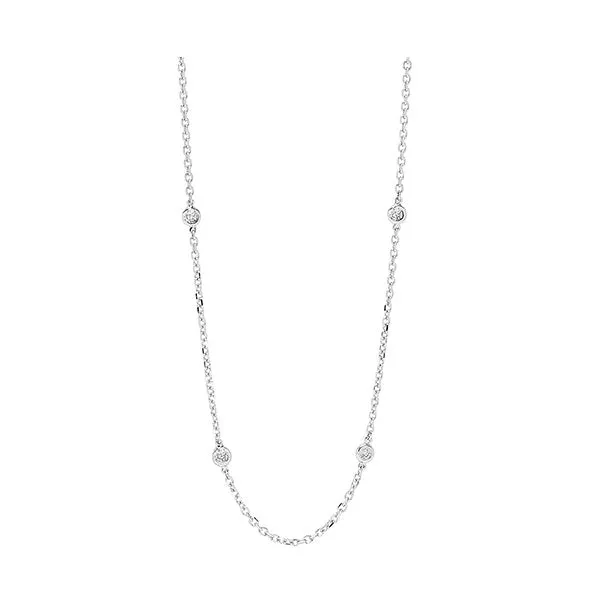 14KT White Gold & Diamond Classic Book Diamonds By The Yard Bracelet & Necklace Neckwear Necklace  - 2 ctw