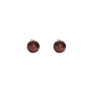 14KT White Gold Round Cut Red Garnet Studs