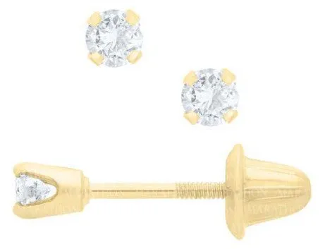 14KY 0.18ctTW Diamond Children's Screwback Earrings