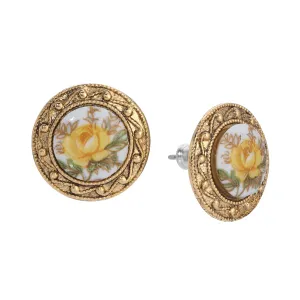 1928 Jewelry Yellow Rose Stud Earrings