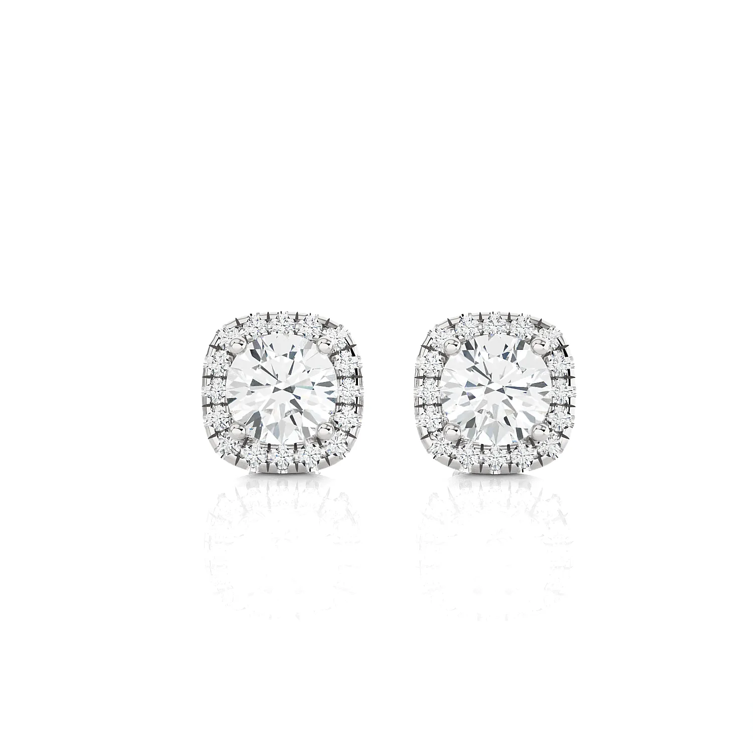 2 ctw Round Lab Grown Diamond Halo Stud Earrings