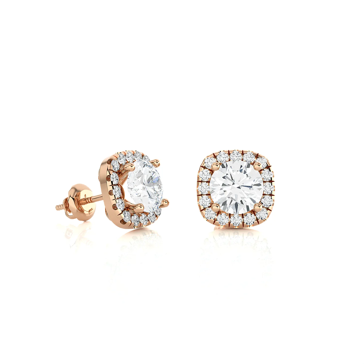 2 ctw Round Lab Grown Diamond Halo Stud Earrings