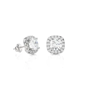 2 ctw Round Lab Grown Diamond Halo Stud Earrings