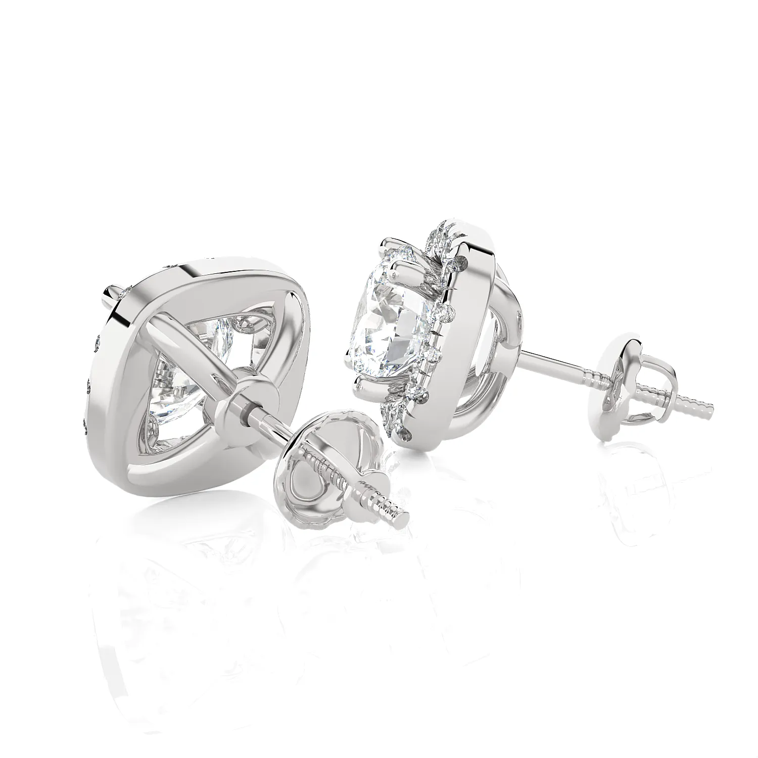 2 ctw Round Lab Grown Diamond Halo Stud Earrings