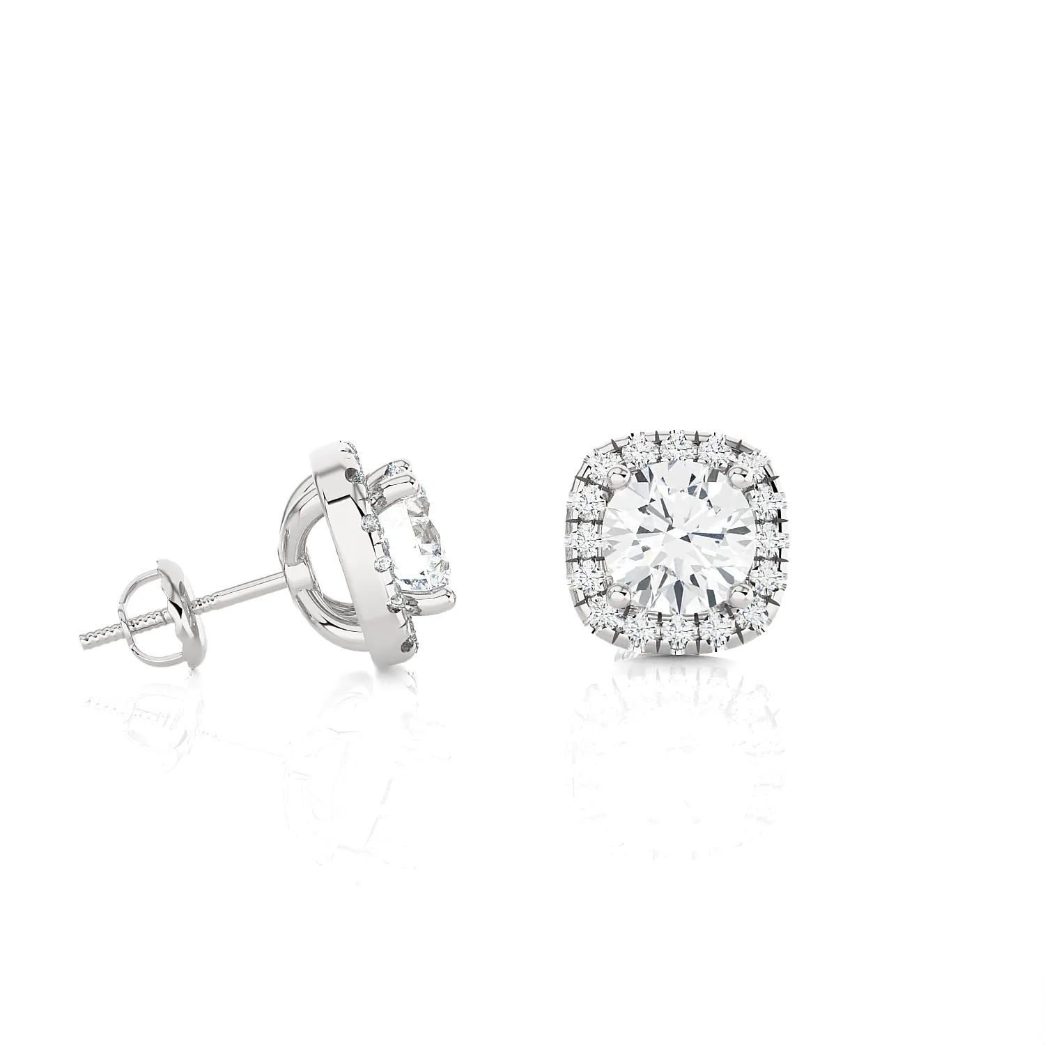 2 ctw Round Lab Grown Diamond Halo Stud Earrings