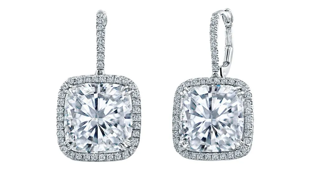 2.00 Carat T.W. Cushion Cut White Gold halo Diamond Studs