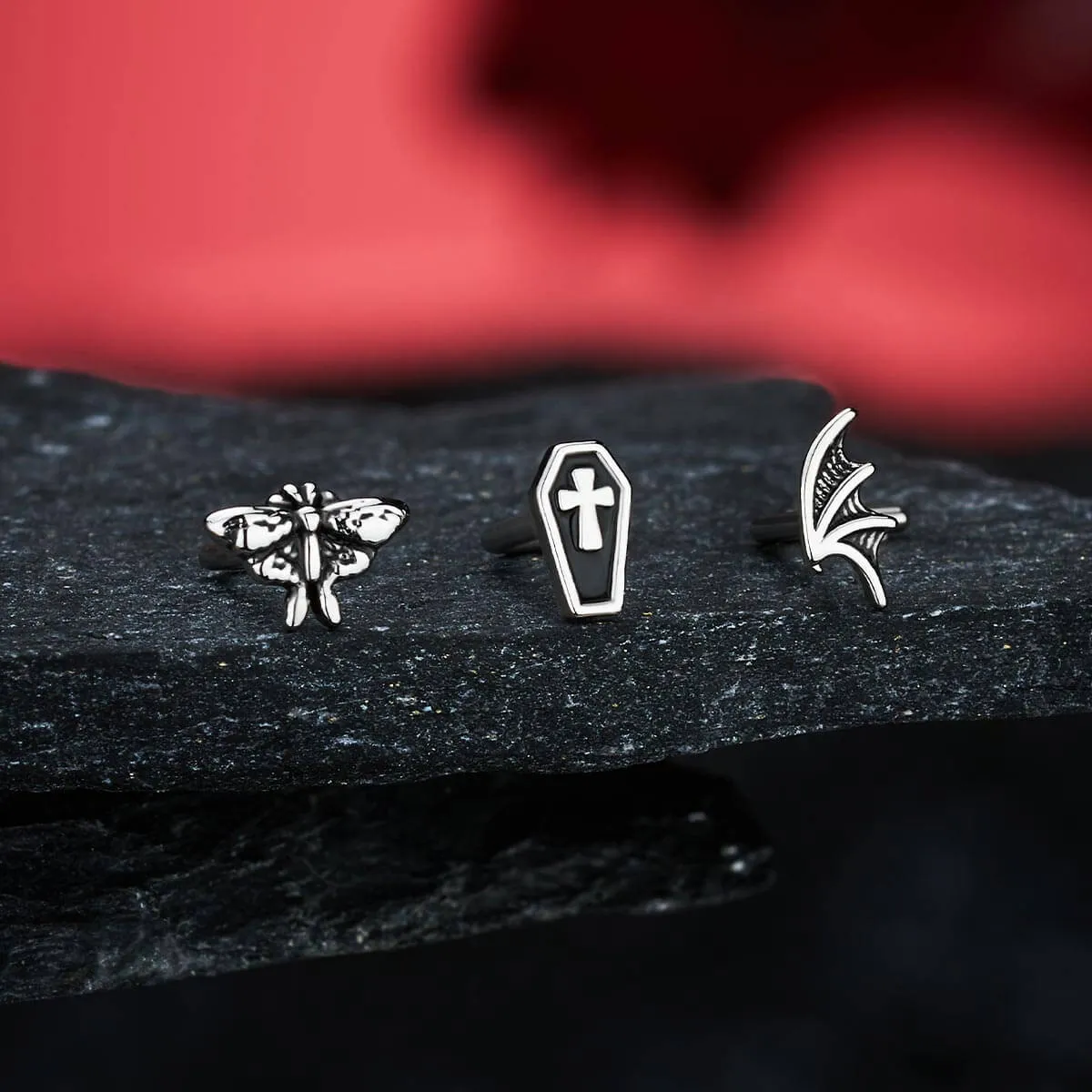 20G 3PCS Coffin/Moth/Bat Wing L-Shaped Nostril Studs Set