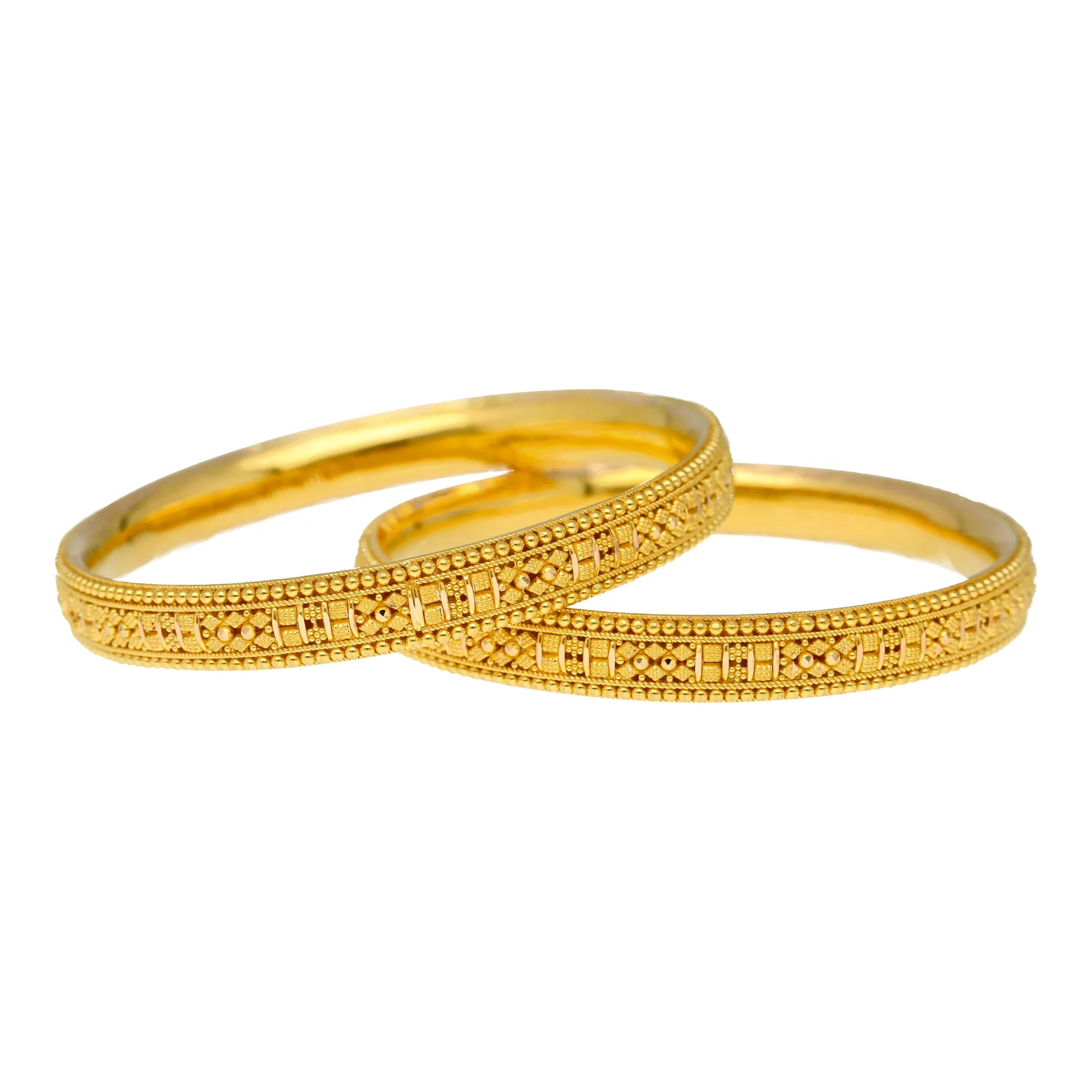 22K Yellow Gold Artisan Bangle Set of 6 (91.4 grams)