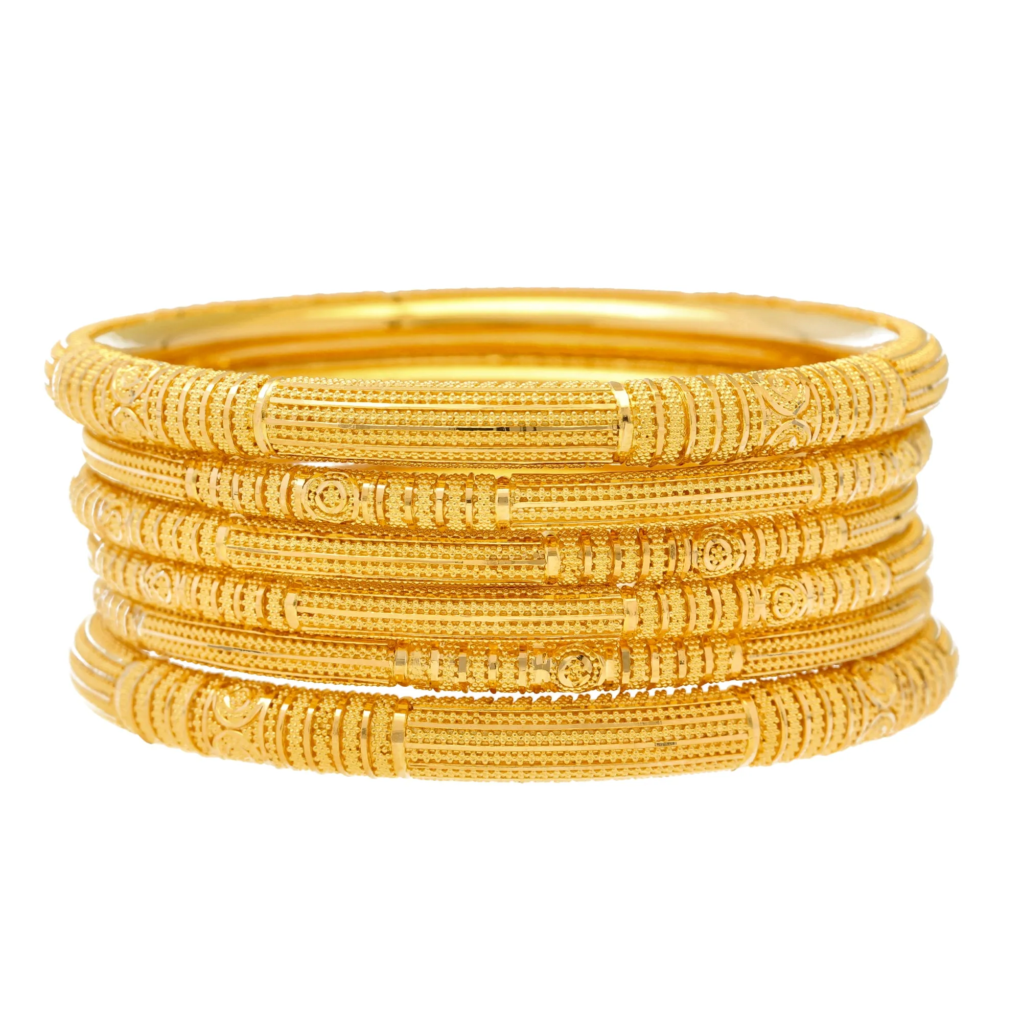 22K Yellow Gold Bangle Set of 6 (113.1gm)