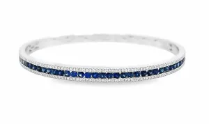 2.96ct tw Blue Sapphire & Diamond White Gold Bangle Bracelet