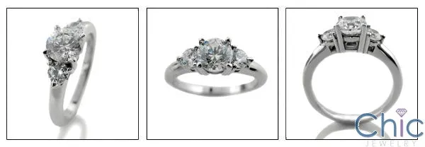 3 Stone 1.75 Ct 3 Round in Prongs Cubic Zirconia Cz Ring