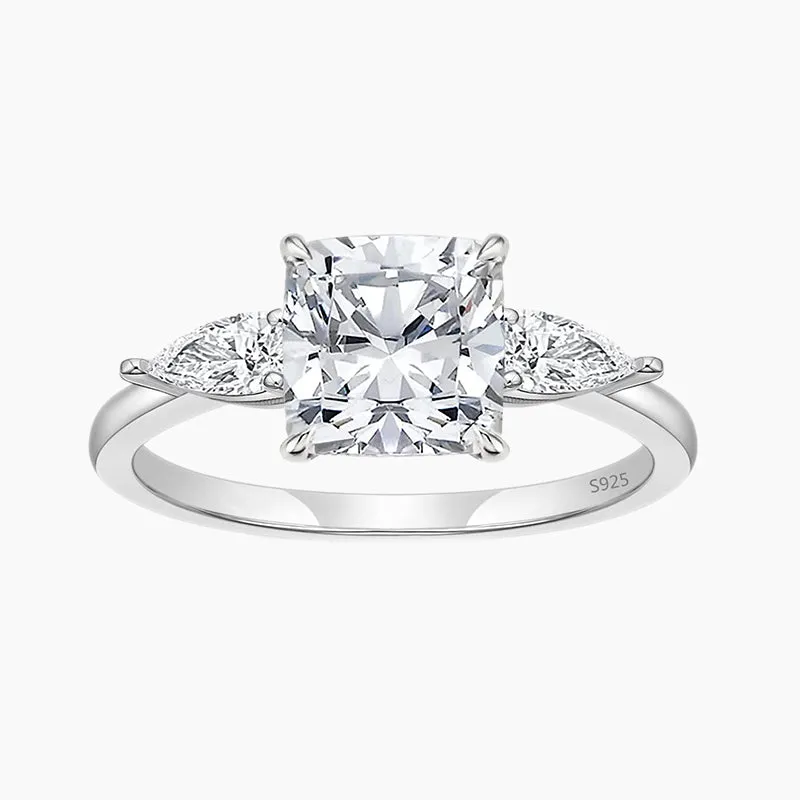 3 Stone Radiant Cubic Zirconia Wedding Promise Ring