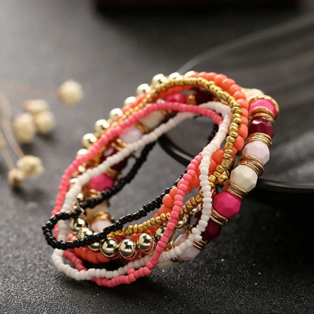 7 Piece Set Bohemian Multi-layer Beaded Jewelry