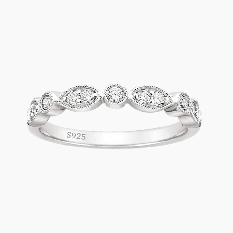 925 Sterling Silver Wedding Band Eternity Stackable Ring