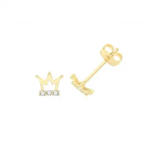 9ct Yellow Gold Regal Crown Stud  Earrings  ES1693