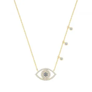 9ct Yellow Gold Zirconia Evil Eye Necklet NK392