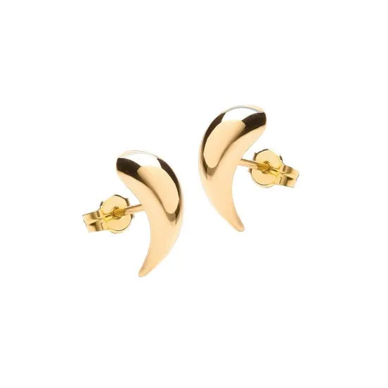 9K Yellow Gold Curved Stud Earrings 12mm