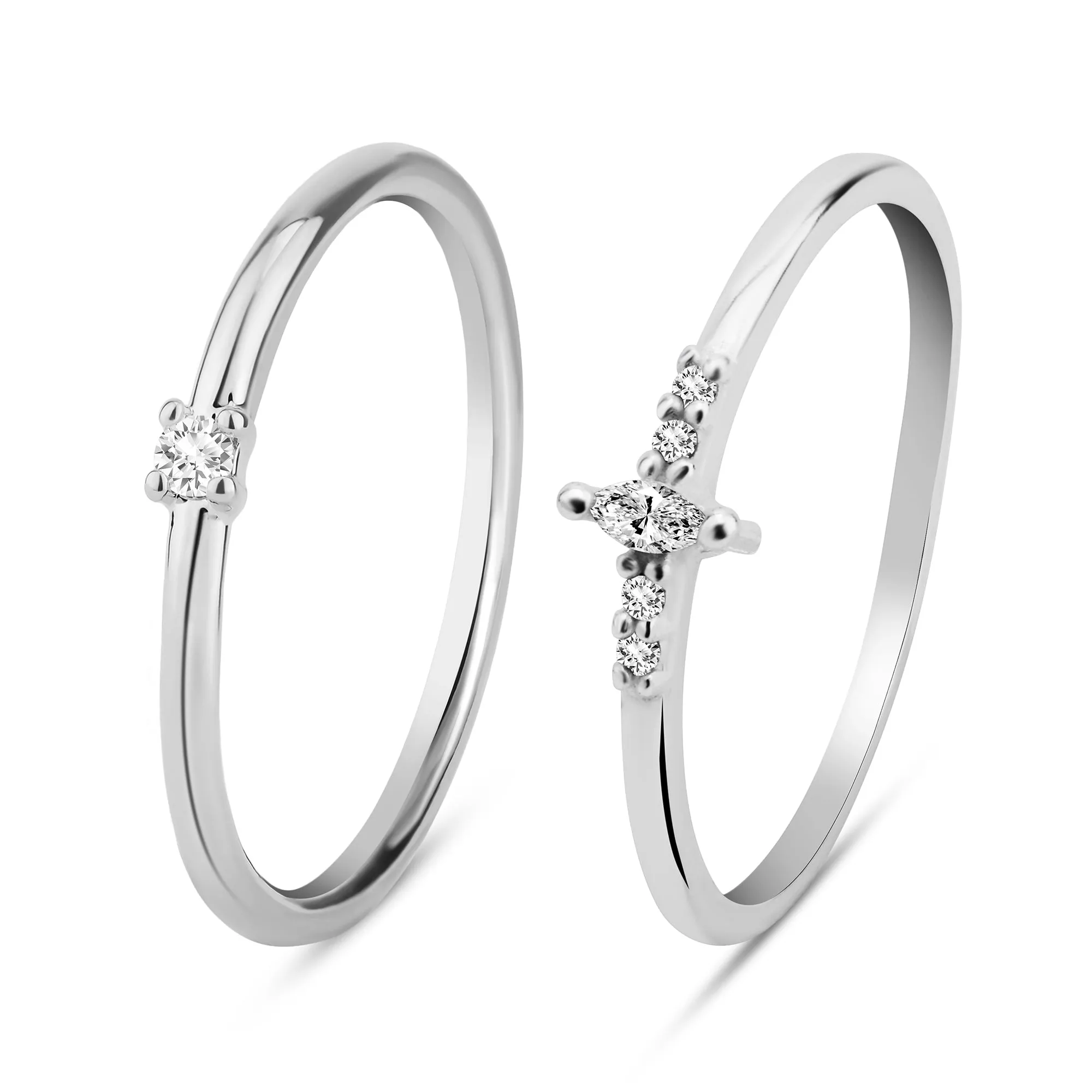 Accessorize London Women's 925 Sterling Silver Hallmark Cubic Zirconia Sparkle Stacking Rings Set Of Two-Medium