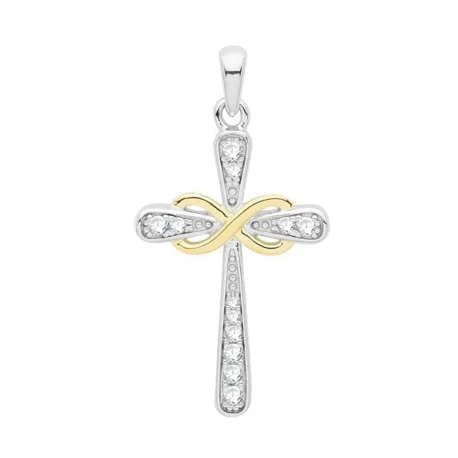 Acotis Silver Cross Rhodium Gold Plated G61069