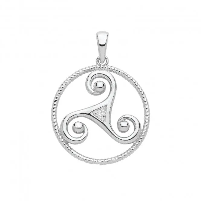 Acotis Silver Pendant Rhodium Plated Triskelion G61117