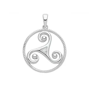 Acotis Silver Pendant Rhodium Plated Triskelion G61117