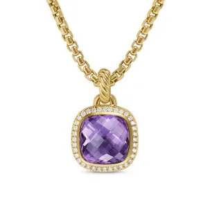 Albion Pendant in 18K Yellow Gold with Amethyst and Diamonds, 11mm