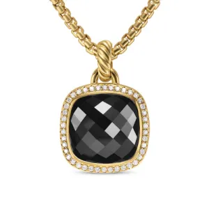 Albion Pendant in 18K Yellow Gold with Black Onyx and Diamonds, 15mm