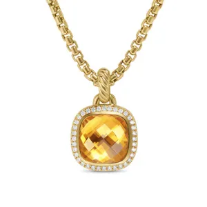 Albion Pendant in 18K Yellow Gold with Citrine and Diamonds, 11mm