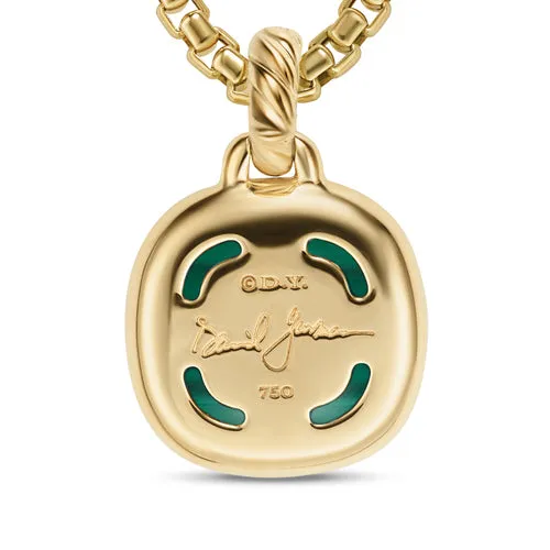 Albion Pendant in 18K Yellow Gold with Malachite and Diamonds, 11mm