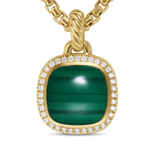 Albion Pendant in 18K Yellow Gold with Malachite and Diamonds, 11mm