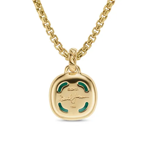 Albion Pendant in 18K Yellow Gold with Malachite and Diamonds, 11mm