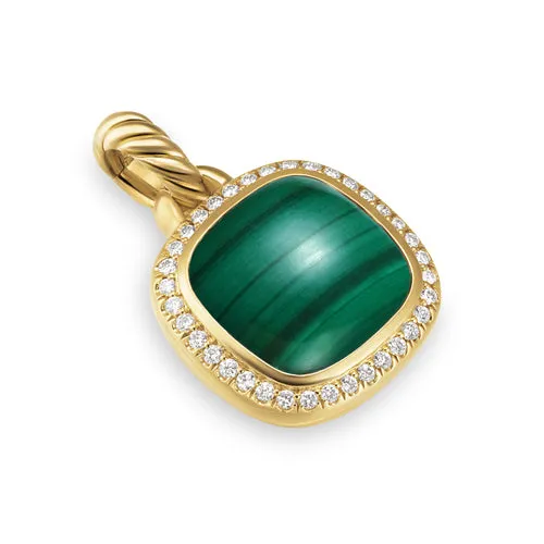 Albion Pendant in 18K Yellow Gold with Malachite and Diamonds, 11mm