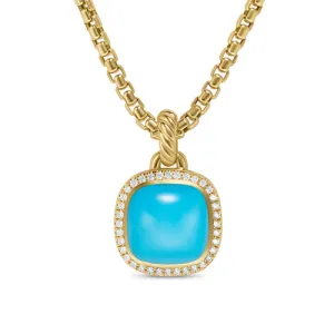 Albion Pendant in 18K Yellow Gold with Turquoise and Diamonds, 11mm