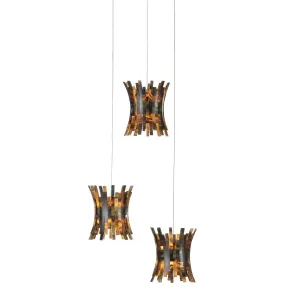 Alsop 3-Light Pendant in Brown/Black/Silver