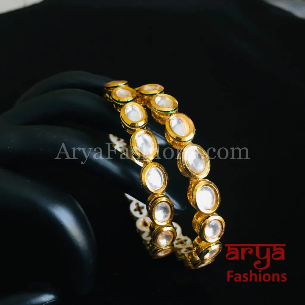 Amira Golden Kundan Bangles/ Indian Traditional Bangles