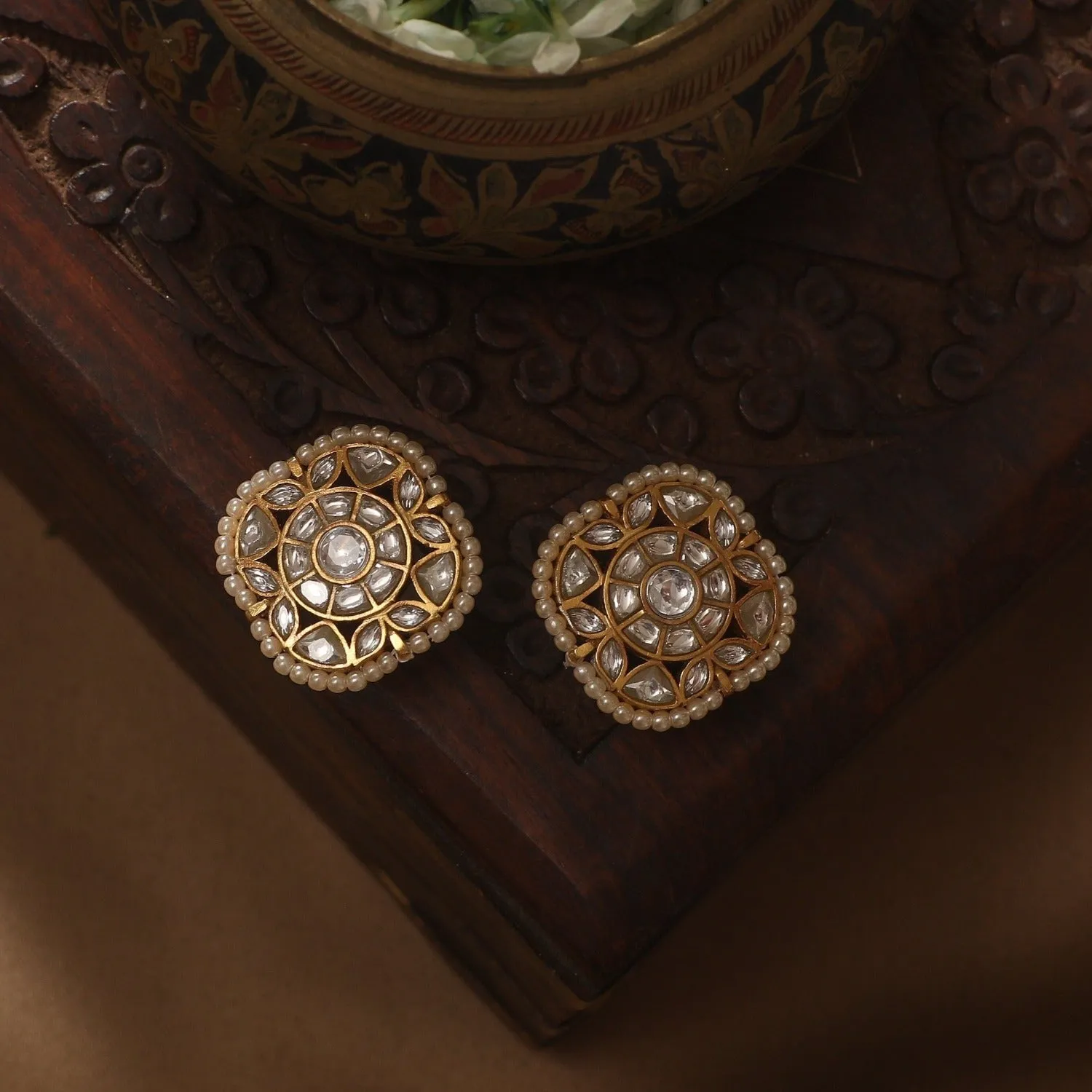 Arama Jadau Silver Earrings