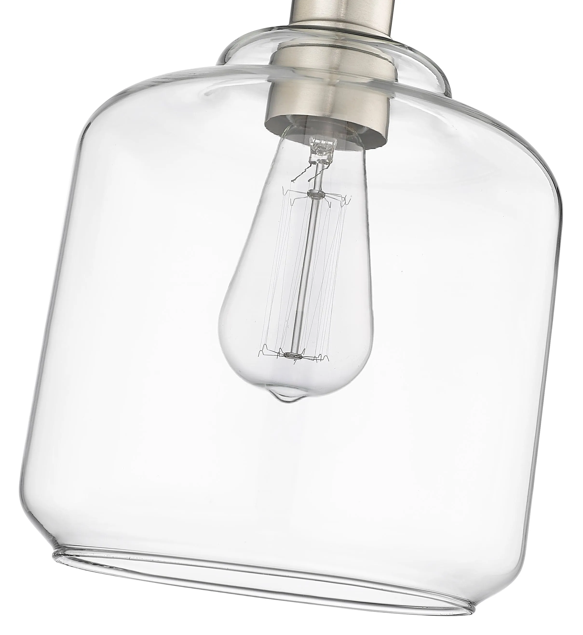 Asheville Mini-Pendant - Brushed Nickel - Clear Glass - 8in. Diameter - E26 Medium Base