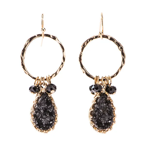 Bella Shimmery Druzy and Gold Dangle Earrings