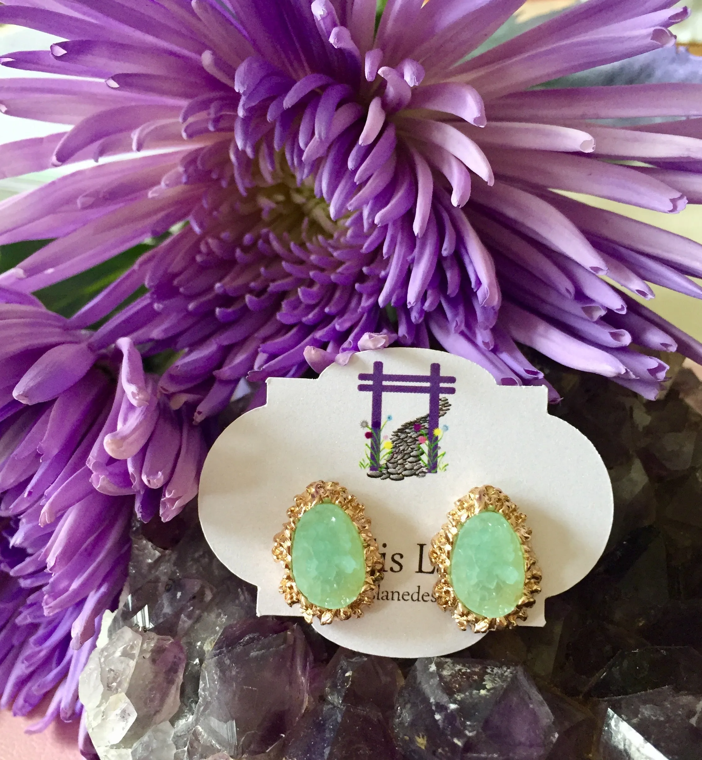 Belle Mint Druzy Earrings