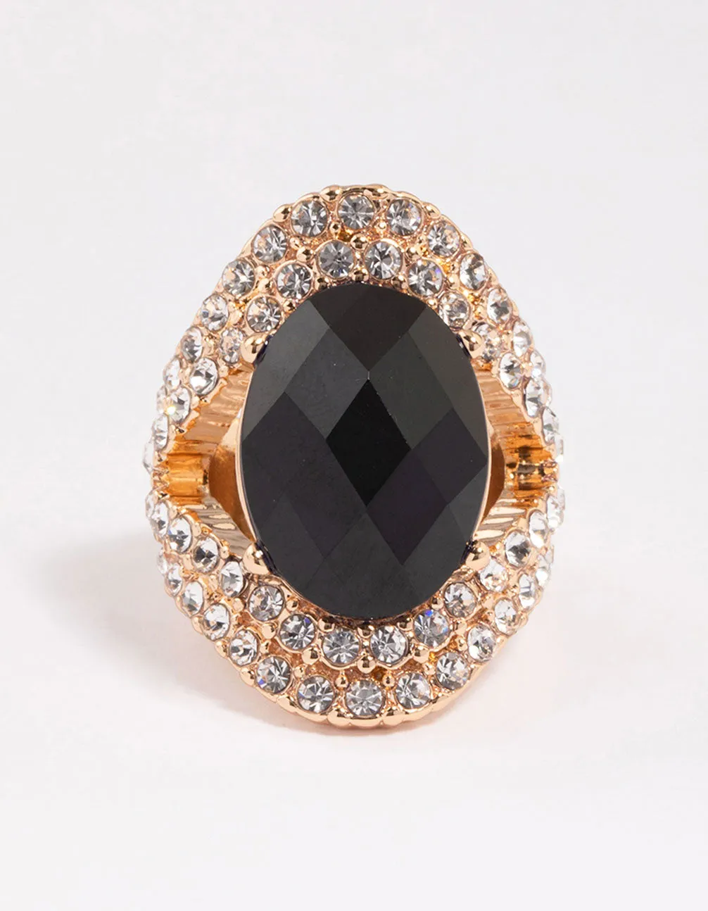 Black Elegant Oval Statement Ring